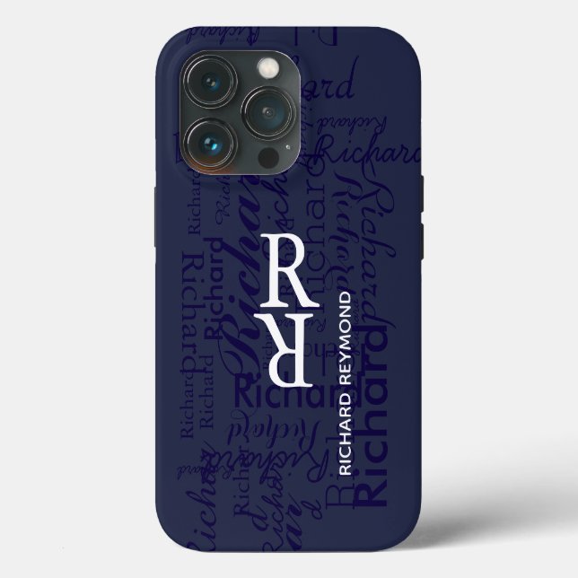 add name/initial to get personalized blue  Case-Mate iPhone case (Back)