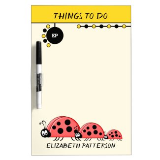 Add name initials ladybugs for kids yellow dry erase board