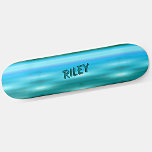 Add Name Initials, Light Blue Brushed Metal Effect Skateboard<br><div class="desc">Add any name or initials you want on this great design - See my store for lots more personalized skateboard designs and Skateboard T-Shirts,  Hoodies,  Backpacks,  Blankets and more.</div>