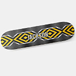 Add Name Initials, Metallic Silver Yellow Black    Skateboard<br><div class="desc">Add any name or initials you want on this great design - See my store for lots more personalized skateboard designs and Skateboard T-Shirts,  Hoodies,  Backpacks,  Blankets and more.</div>