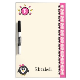 Add name initials penguin for kids pink