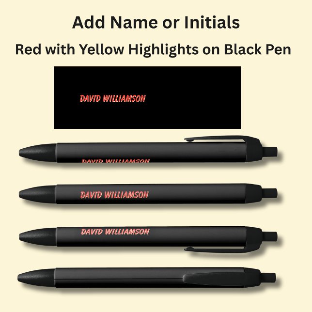 Add Name Initials Red + Yellow highlights on Black Pen (Creator Uploaded)