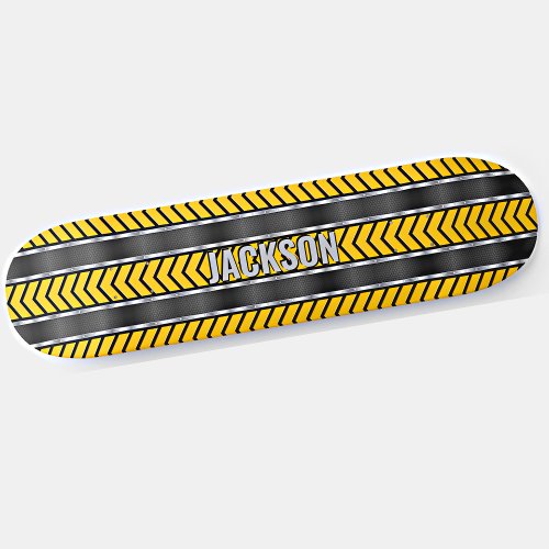Add Name Initials Silver Yellow Black Arrows    S Skateboard