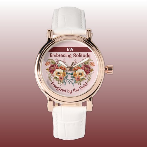 Add name introvert solitude floral pink watch