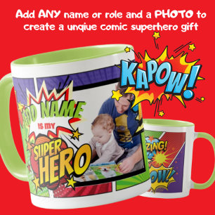 (ADD NAME) Is My SUPERHERO Custom PHOTO COMIC Mug