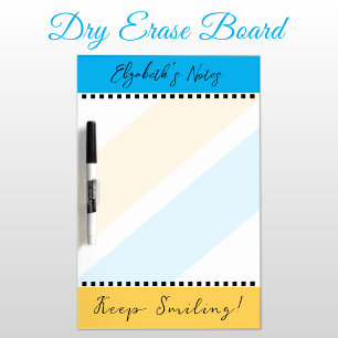 Add name keep smiling yellow blue notes dry erase board