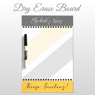 Add name keep smiling yellow grey notes dry erase board