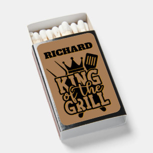 Add Name King of the Grill Funny BBQ Matchboxes