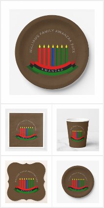 Add Name Kwanzaa Candles on Brown