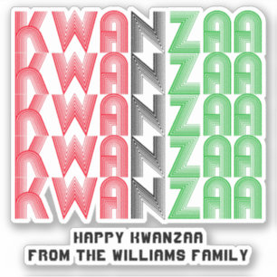 Add Name, Kwanzaa Repeating Text Words Kiss Cut Sticker