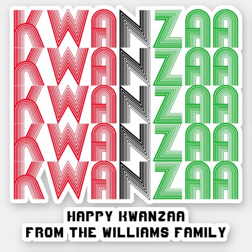 Add Name Kwanzaa Repeating Text Words  Kiss Cut  Sticker