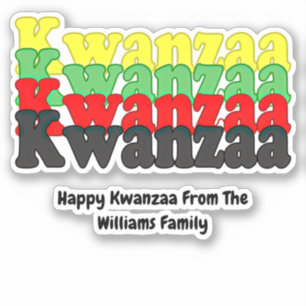 Add Name, Kwanzaa Stacked Words, Kiss Cut Sticker