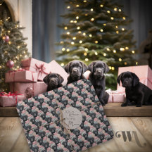 Add Name Labrador Puppy Pink Bows Christmas