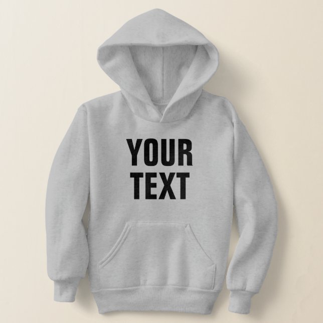 Add Name Large Big Font Text Kids Boys Grey Hoodie (Laydown)