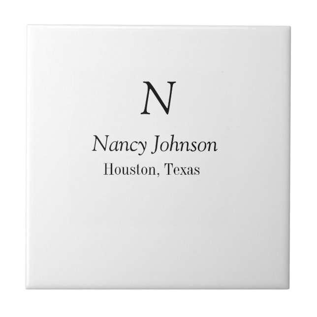 Add name letter name address City place add text Ceramic Tile (Front)