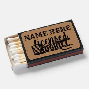 Add Name License to Grill Funny BBQ Matchboxes