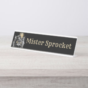 Add Name like Mister Sprocket Steampunk Cat  Desk Name Plate