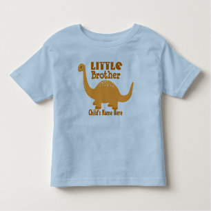 Add Name Little Brother Dinosaur Print Toddler T-shirt