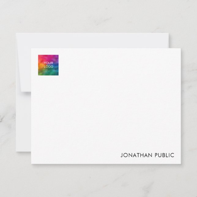 Add Name Logo Here Trendy Modern Minimalistic Note Card (Front)