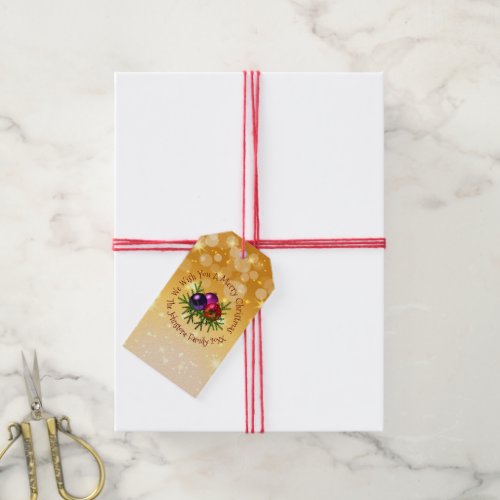 Add Name Matching Christmas on Gold Gift Tags