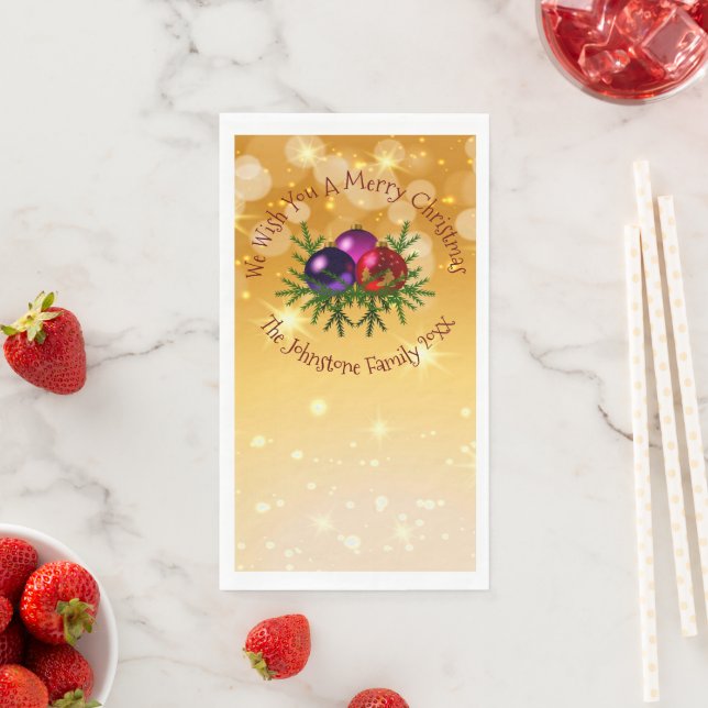 Add Name Matching Christmas on Gold Paper Guest To Towels (Insitu)