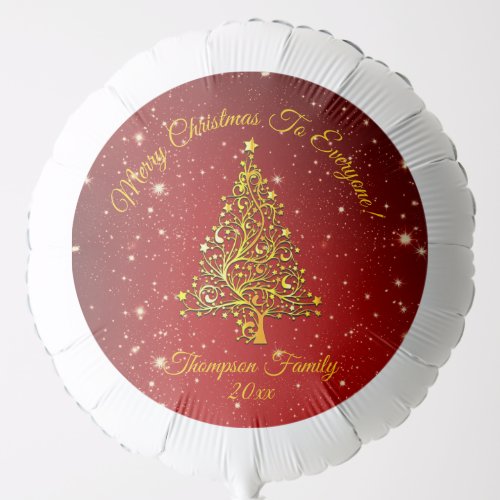 Add Name Matching Set Christmas Red Gold Tree Star Balloon