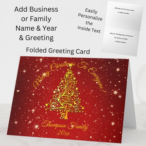 Add Name Matching Set Christmas Red Gold Tree Star Card