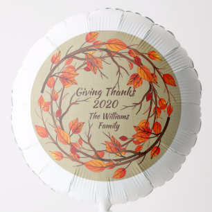Add Name Matching Thanksgiving Autumn Leaf Large Balloon