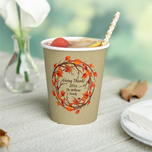 Add Name Matching Thanksgiving Autumn Paper Cups (Insitu)