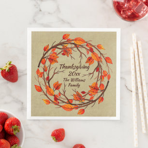 Add Name Matching Thanksgiving Autumn Paper Dinner Paper Dinner Napkins