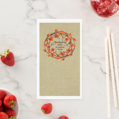 Add Name Matching Thanksgiving Autumn Paper Guest  Paper Guest Towels