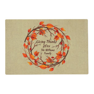 Add Name Matching Thanksgiving Autumn  Placemat