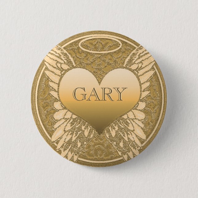 Add Name | Memorial | Angel Heart Pinback Button (Front)