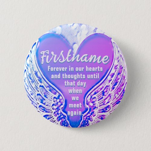 Add Name | Memorial | Rainbow Heart Pinback Button