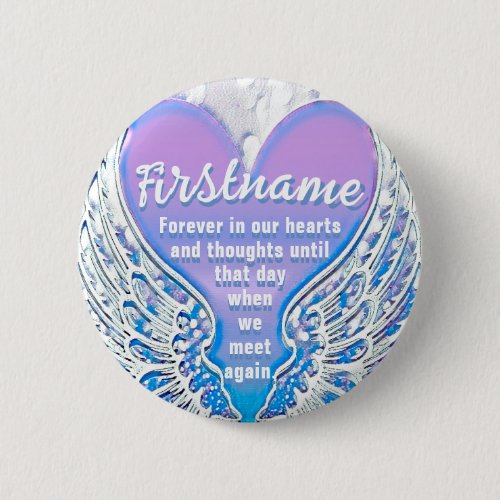 Add Name | Memorial | Rainbow Heart Pinback Button