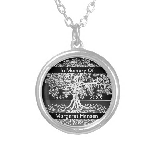 Add Name  Memorial  Tree of Life Silver Plated Necklace