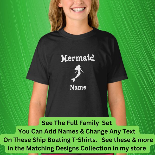 Add Name, Mermaid Boat Matching Family Set T-Shirt (Creator Uploaded)