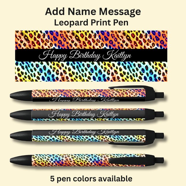 Add Name Message, on Color Leopard Spots Print Pen (Creator Uploaded)