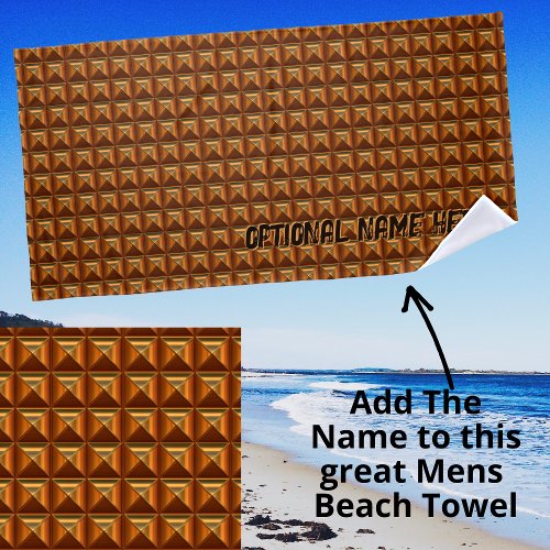 Add Name Metallic Block Waffle Effect Look Brown Beach Towel