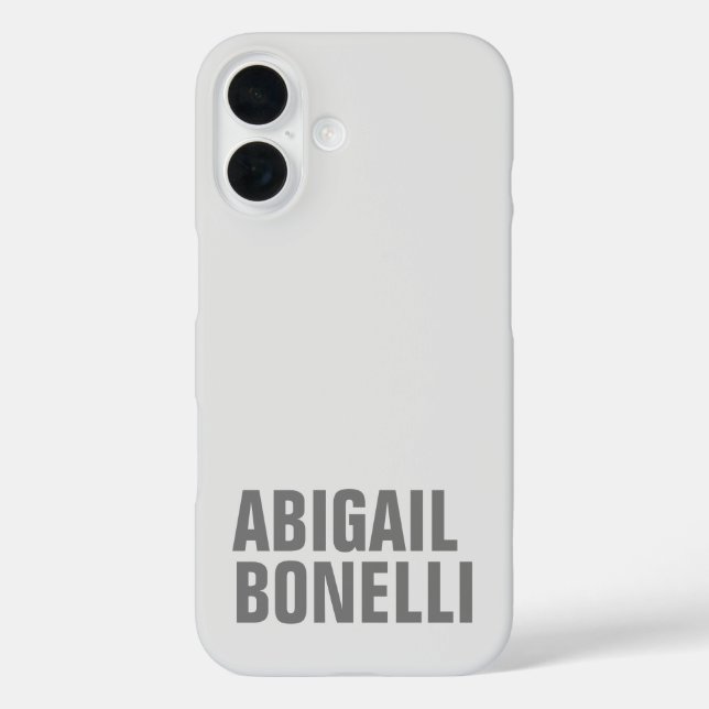 Add name minimalist bold modern grey chic Case-Mate iPhone case (Back)