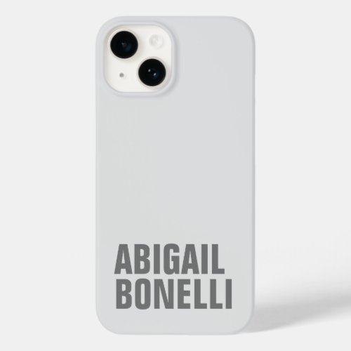 Add name minimalist bold modern grey chic Case_Mate iPhone 14 case