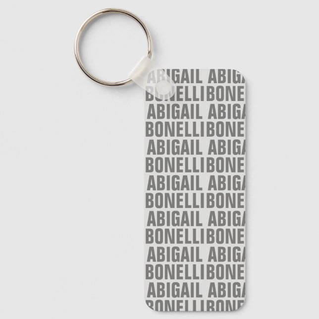 Add name minimalist bold modern grey chic keychain (Front)