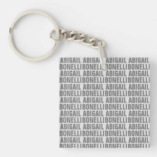 Add name minimalist bold modern grey chic keychain