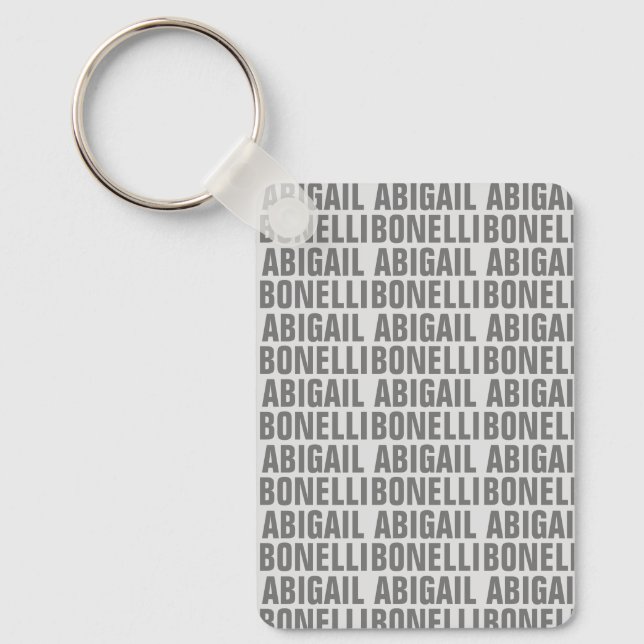 Add name minimalist bold modern grey chic keychain (Front)