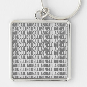 Add name minimalist bold modern grey chic keychain
