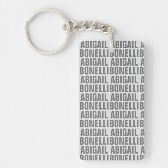 Add name minimalist bold modern grey chic keychain (Front)