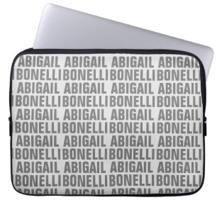 Add name minimalist bold modern grey chic laptop sleeve