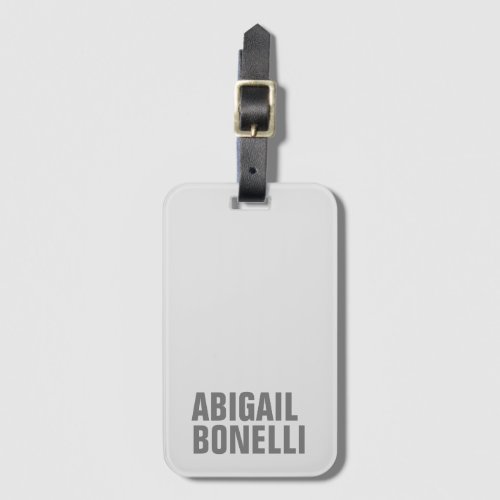 Add name minimalist bold modern grey chic luggage tag