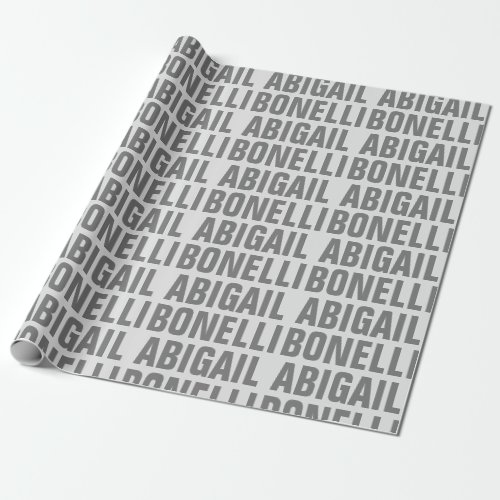 Add name minimalist bold modern grey chic wrapping paper