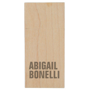 Add name minimalist bold modern remarkable wood flash drive